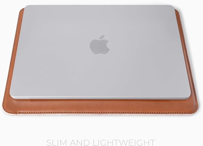 Comfyable Laptop Sleeve 14 Inch Precisely Compatible with MacBook Pro M5 M4 M3 M2 Pro/Max 2026-2021, Faux Leather Cover Case, 14 in, Brown