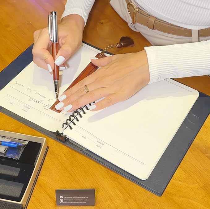 LACHIEVA LUX Nice Elegant Rosewood Rollerball Pen with Ruler/Book mark Set, Luxury Roller Ball Pen Gift for Woman, Man