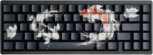 PBT Keycaps Lucky Koi Fish 60 75 100 Percent Shine Through Side Printe Thick Cherry Profile 130 Keys Dye Sub Custom Keycap Set keycaps for 61/64/68/84/87/100/104/108 MX Mechanical Keyboard