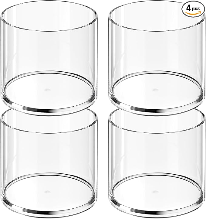 MaxGear Round Pen Holder 4 Pack Acrylic Cylinder Container, Pencil Holder for Desk Pen Cups for Utensil Makeup Brush, Clear Stationery Organizer for School Home Supplies Office Desk Accessories