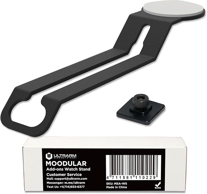 Moodular Watch Stand Add-On for Slide Rails, Do Not Use Alone | Accessory Only, Charger Not Included, Dedicated Watch Spot, Ergonomic & Accessible, Strong & Durable, Black, MSA-WS