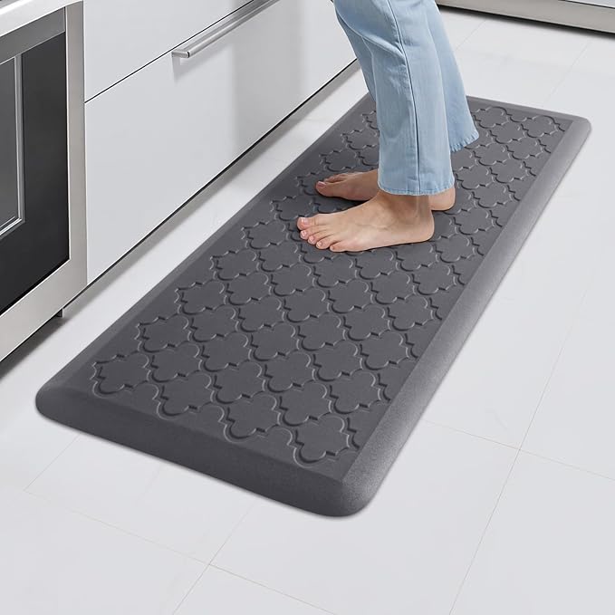 4/5 Inch Thick Anti-Fatigue Kitchen Mat Water Resistant Non-Slip Kitchen Floor Mat Ergonomic Comfort Standing Mat for Home Kitchen Office Laundry 17.3"x 39" Grey