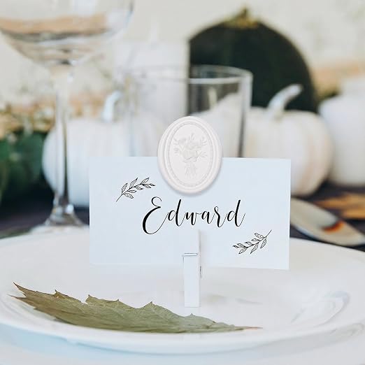 UNIQOOO Wax Seal Stickers - Vintage Photo Frame Floral Bouquet Wedding Invitation Envelope Seal Stickers, 50 Pcs Self-Adhesive White Stickers, Perfect for Invitation, Gift Wrapping, Party
