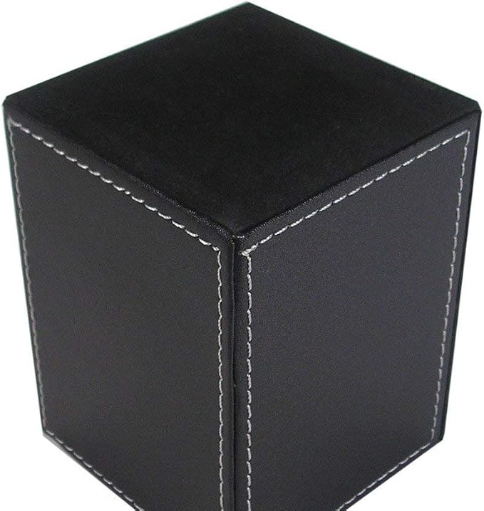 PU Leather Square Pens Pencils Holder Cup Desktop Stationery Organizer Case Office Accessories Container Box (black)