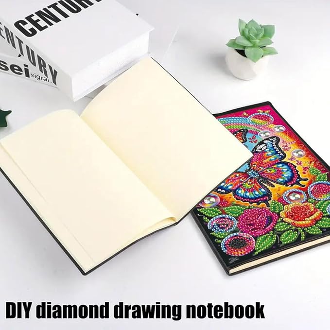 FRANDEK A5 50-Page DIY Butterfly Diamond Art Painting Notebook with Beautiful Patterns, Special Shaped Diamond Art Craft for Beginners Adults Gift
