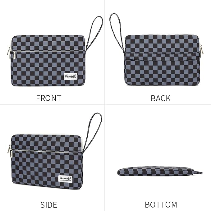 Canvaslife Laptop Sleeve Case Cover with Pocket for MacBook Pro 14 inch and 14 inch-14.4 inch HP, Lenovo, Dell, ASUS, Acer Notebook Computer (Black Checker)