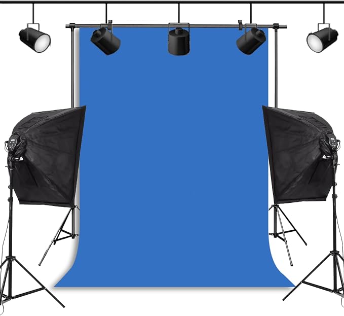 Blue Backdrop Background for Photography Photo Booth Backdrop for Photoshoot Background Screen Video Recording Parties Curtain 8x10FT
