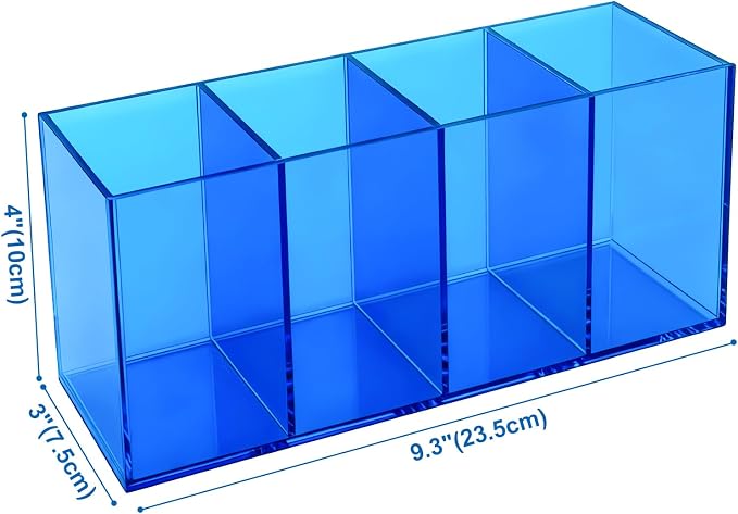 Pen Holder for Desk Neon Acrylic Pencil Holder Cup Makeup Brush Storage Organizer for Vanity, Blue