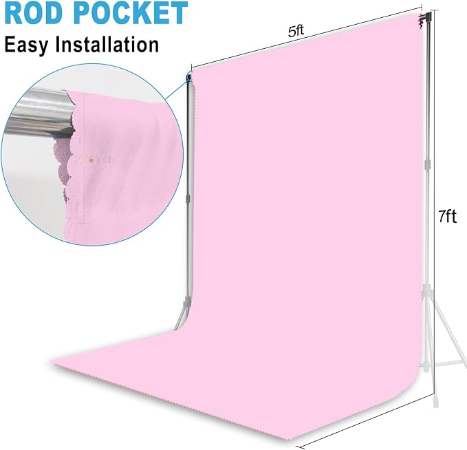 Pink Backdrop for Photoshoot, Professional Photo Backdrop Background for Product Photography, Portraits, Wedding, Party, Live Streaming Video Recording 5X7 FT