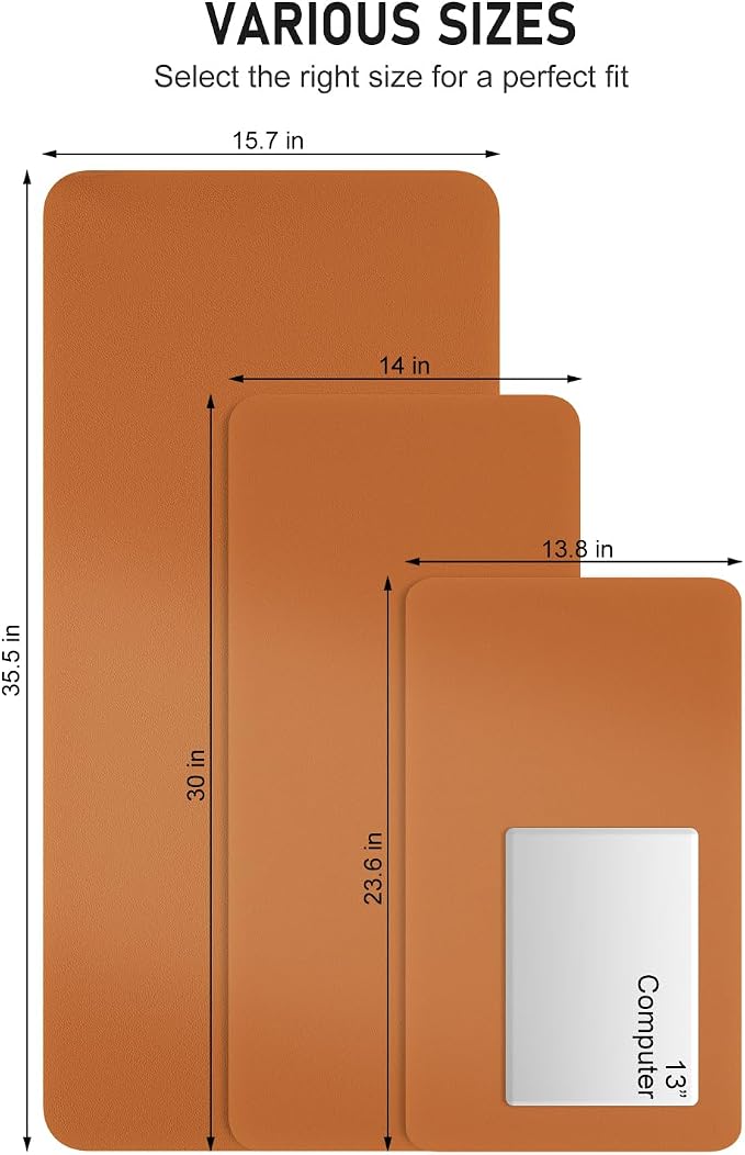 Desk Pad, 23.6" x 13.8" PU Leather Non-Slip Desk Mat Large Mouse Pad for Desktop, Waterproof Laptop Computer Writing Mat for Office, Home, Work, Gaming, Earthy Yellow