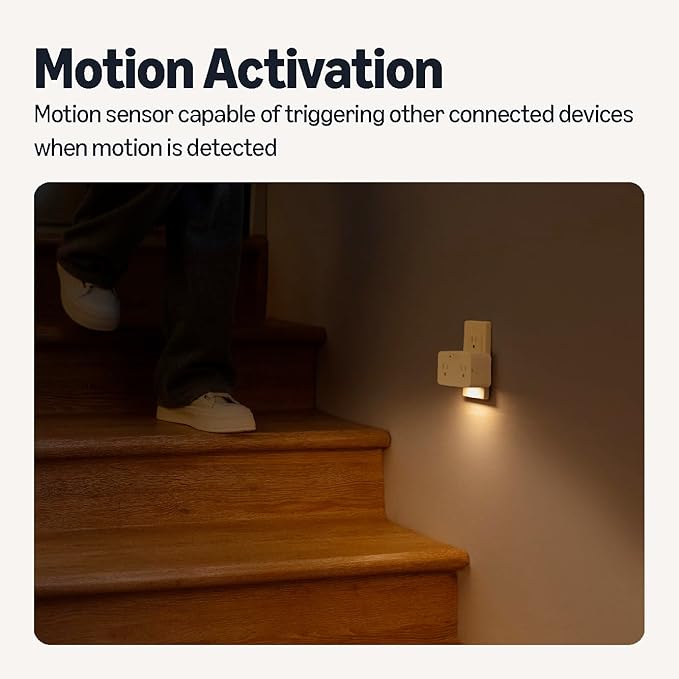 Amazon Basics Dual Smart Plug with Motion Sensor and Night Light, Works with Alexa Only, Control from Anywhere, Automatic Control, 2.4 GHz Wi-Fi, No Hub Required, 4.33 x 2.36 x 1.38 in, White