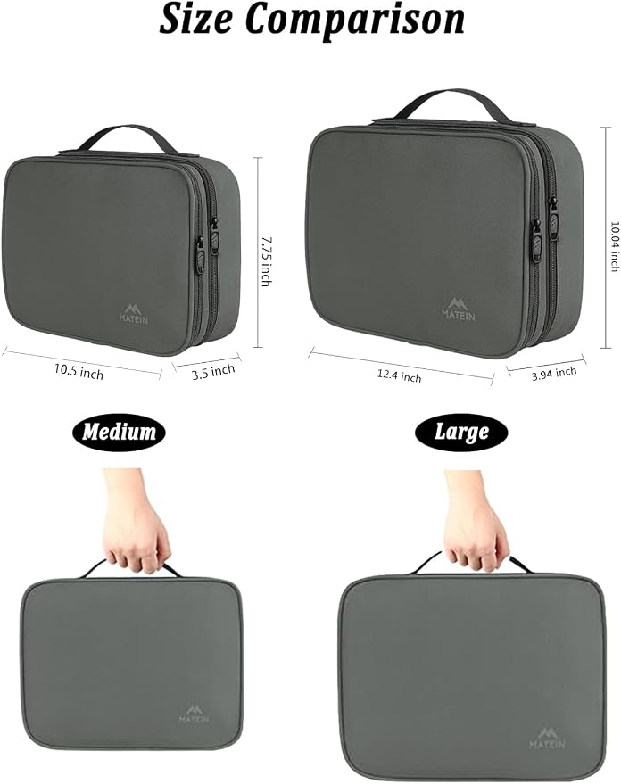 MATEIN Electronics Organizer Travel Case, Large Cable Storage Bag, Water Resistant Carrying Case with Handle, Tech Organizer for Tablet (Up to 12.9inch), USB Charger, Clipper, Grey