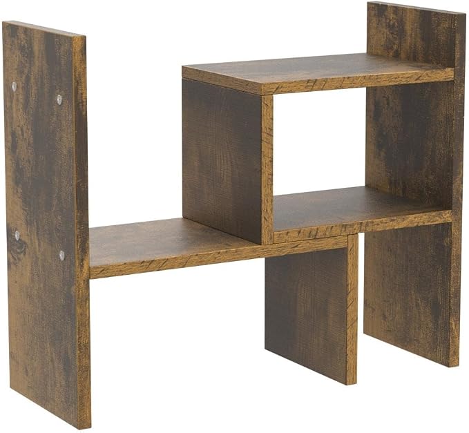 Jerry & Maggie Adjustable Wood Desktop Display Shelf Natural Wood Tone | Wooden Desk Organizer, Cute Dorm & Cubicle Decor. Stores Makeup & Mini Plants, Space-Saving Storage for Small College Rooms