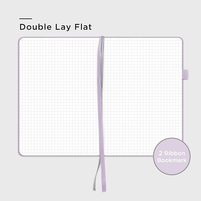 &And Per Se Graph Notebook, 5mm Grid, A5 Hardcover, 160 Pages 100gsm Thick Paper, Grid Journal for Diagrams, Wireframes, CAD Sketches (Lavender)