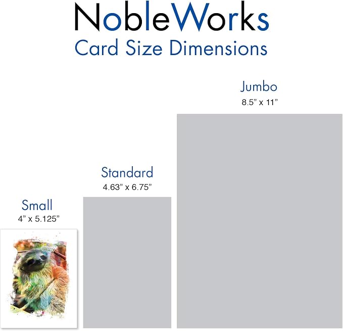 The Best Card Company Animal Assorted Watercolor Blank Greeting Card Box Set - Incl. 10Unique Notecards Designs + Envelopes, Thank You, Invitations- Funky Rainbow Sloth AM6866OCB-B1x10