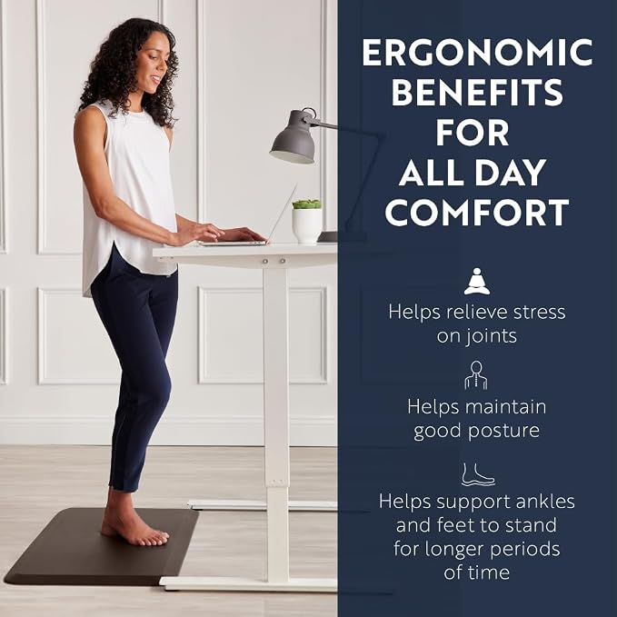 KANGAROO Anti Fatigue Mats for Kitchen Floor, 39x20, Reduce Foot, Knee, Back Pressure, 3/4 Inch Thick Cushioned Ergonomic Mat, Waterproof Comfort Rug for Under Sink, Standing Desk, Store Floors, Brown