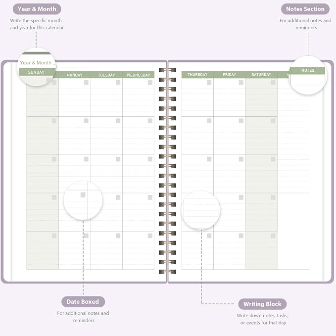 Undated Weekly Planner, Weekly To Do List Notebook with Goal, Organizer & Habit Tracker, A5 Daily Planner with Spiral Binding, Ideal for Office School Suppies