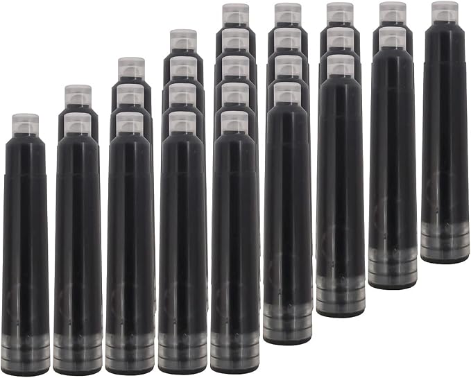 40 Pcs 2.6 mm Bore Diameter Black Short Paragraph(39mm) Ink Cartridges Suit Handcrafted Brass Wooden Fountain Pen Short Paragraph Pocket Mini Travel Pen