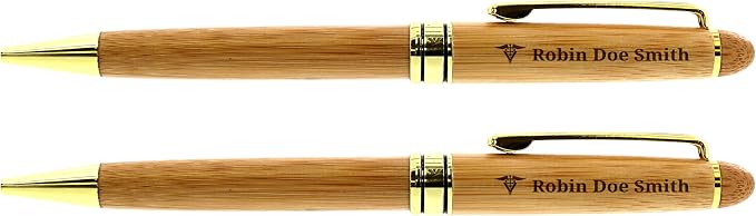 Vet Gifts Customized Veterinarian Pen Gift Set Personalized Engraved Bamboo Wood Gift 2 Pen Case Set
