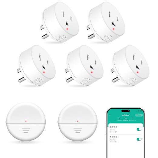 NineLeaf Wireless 260FT Motion Sensor WiFi Outlet Remote Smart Switch | App Control, Adjustable Sensing Mode, WiFi Auto Control Lights Fan Appliances, No Wiring,Garage,2Sensors 5Plugs
