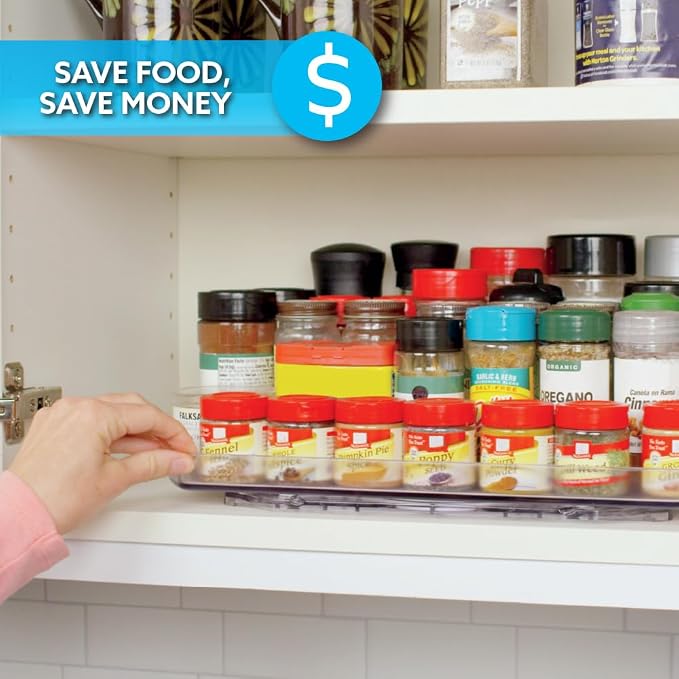 Ontel Smart Spin Rotating Refrigerator Organizer - Use This Lazy Susan as a Rotating Spice Rack, Condiment Organizer, Cabinet Organizer or for Kitchen, Panty or Fridge Organization and Storage, Clear
