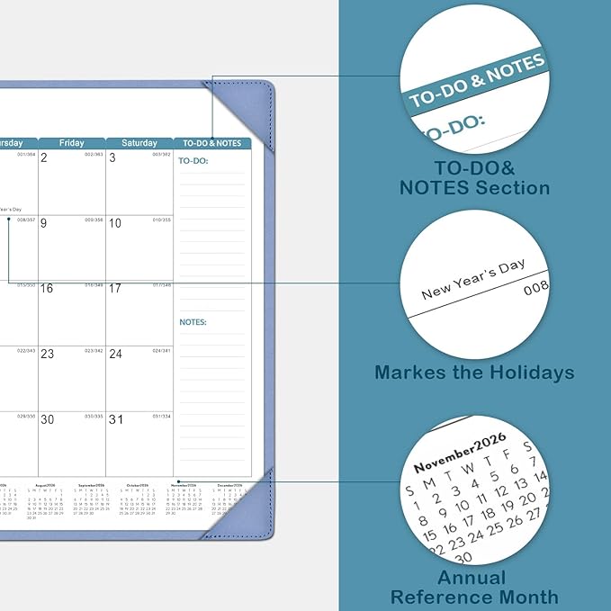 KOPEESY Desk Calendar 2026-2027, New Year Large Desk Calendar with Desktop Mat, 18 Months from January 2026 to June 2027, 22” x 17” Desktop Monthly Planner for Home or Office School