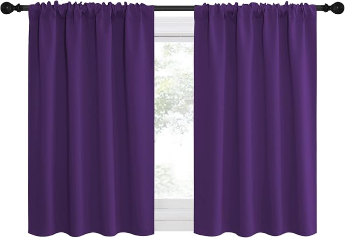 NICETOWN RV Blackout Curtains for Camper Windows, Kitchen Curtains Blackout Drapes & Curtains, Energy Smart Window Treatment Curtain Panels for Bedroom (Royal Purple, 42 in x 36 in (W x L), Set of 2)