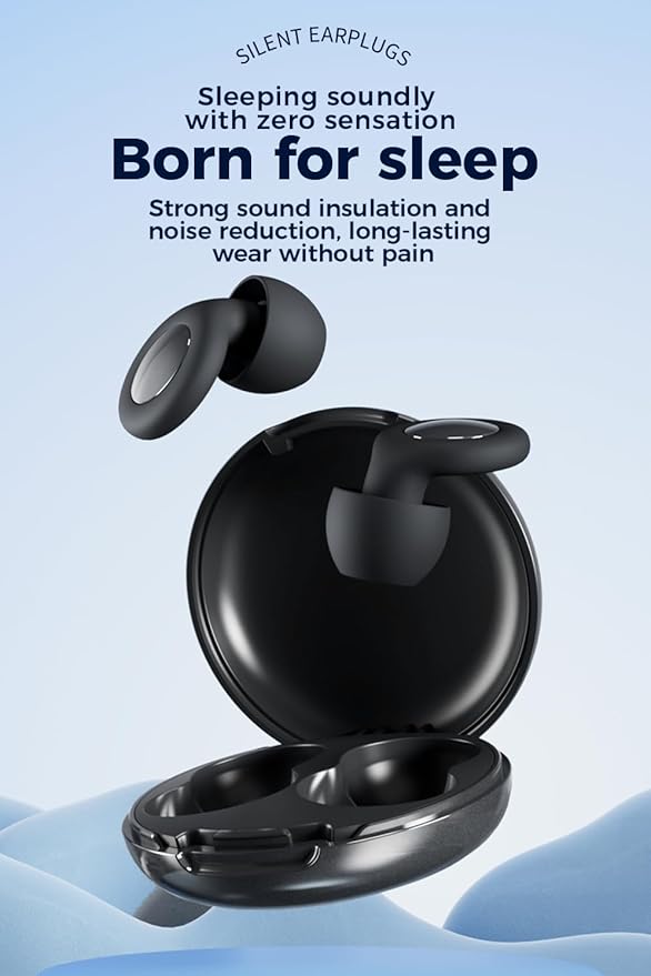 Ear Plugs for Sleeping Noise Cancelling,Mini&Ultra Comfy 30dB Noise Reduction Earplugs for Sleep,Travel,Work,Study,Deep Focus,Hearing Protection,8 Reusable Silicone Eartips&Portable Case,Black