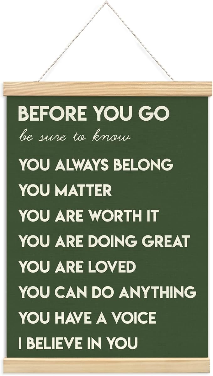 Mental Health Positive Inspirational Wall Art Decor,Therapist Office Signs Wall Art Decor For Office Kids Teen Girls Room Bedroom Playroom Wall Decor Wood Posters Framed（dark green）