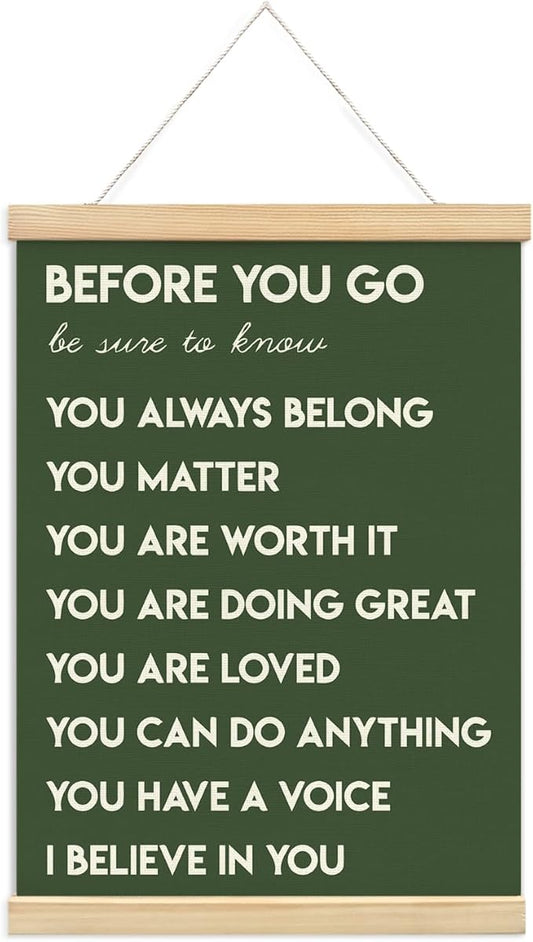 Mental Health Positive Inspirational Wall Art Decor,Therapist Office Signs Wall Art Decor For Office Kids Teen Girls Room Bedroom Playroom Wall Decor Wood Posters Framed（dark green）