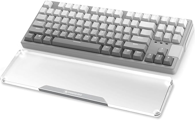 Acrylic Keyboard Wrist Rest -80% TKL Mechanical Keyboard- CNC Aluminum Alloy Customized Logo Desk Wrist Support for Computer Keyboard,Anti-Slip Base,Wrist Pad for Office & Home,Silver