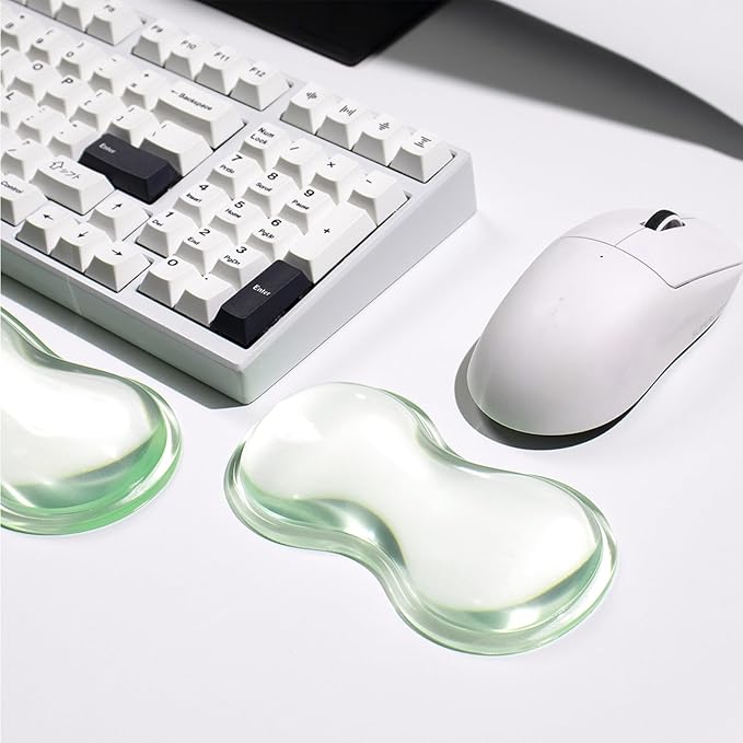 Clear Gel Mouse Wrist Rest, Green Cool Soft Ergonomic Wrist Rest, Relax Your Wrist, Cute Ergonomic Silicone Wrist Rest for Laptop Computer Office & Home (Green-Short)