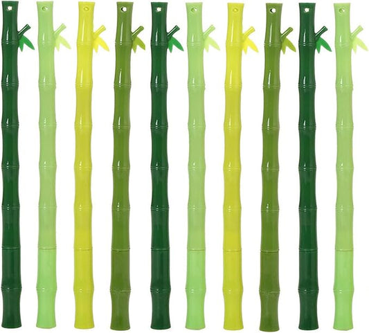 12 Pcs Novelty Green Plastic Bamboo Shape Gel Pens 0.5mm Black Ink Funny Kawaii Plant Writing Pen for Party Favors Ctue Adults School Office Gifts Stationery Supplies