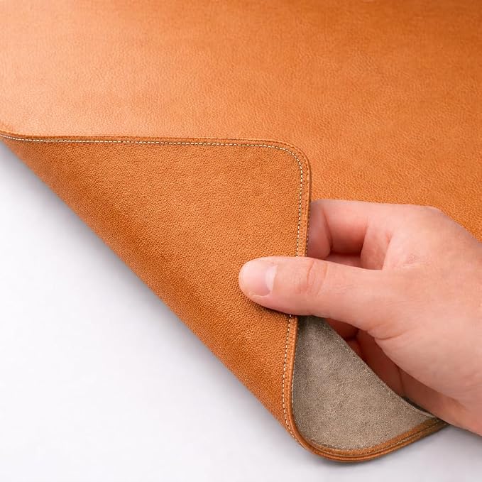 Large Desk Mat 47" x 23" – Premium PVC Leather Desk Pad, Non-Slip Office & Home Workspace Mat, Water-Resistant Writing Surface, Large Desk Protector for Laptop, Keyboard & Mouse (Tan)