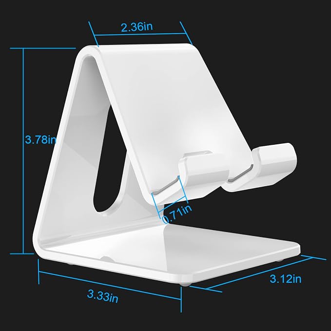 Crpich Acrylic Cell Phone Stand, Portable Phone Holder, White Phone Stand for Desk, Compatible with Phone16 15 14 13 12 Pro Max Mini 11 Plus, Switch, Android Smartphone, Pad, Tablet, Desk Accessories