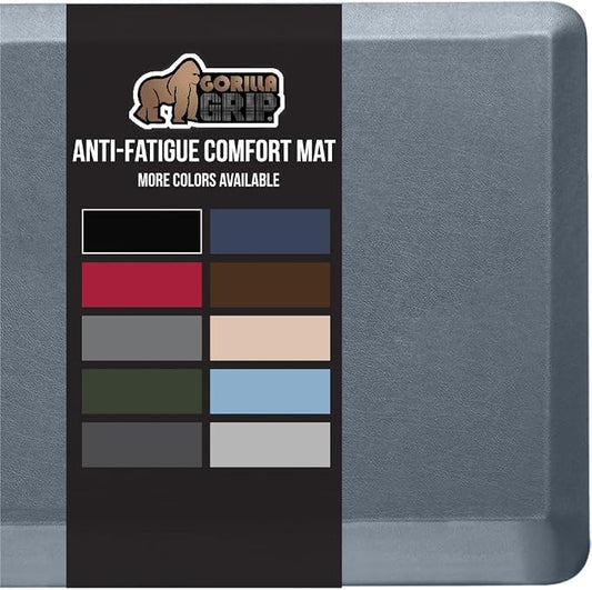 GORILLA GRIP Comfortable Cushioned Kitchen Mats for Floor, Waterproof and Stain Resistant Soft Top, 3/4 Inch Thick Ergonomic Standing Desk Anti Fatigue Mat, Foam Supports Ankles, Feet, 20x32, Charcoal
