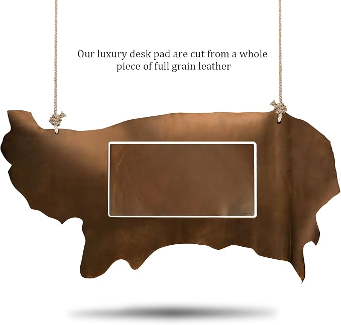 Polare 2mm Thick Full Grain Leather Desk Pad Protector 31.5 x 15.7 inch Desktop Blotter Mats for Keyboard and Mouse Non-Slip Desk Writing Pad for Office and Home (Brown)