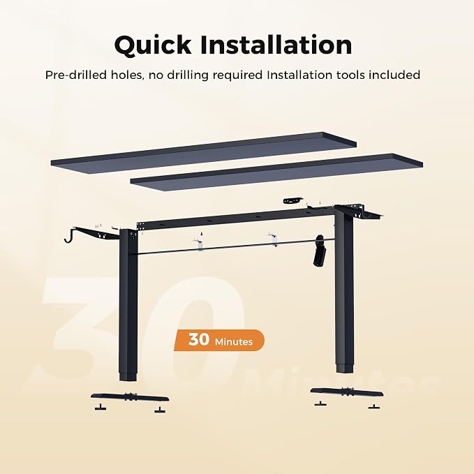 Agilestic Electric Standing Desk, 48 x 24 Inches Height Adjustable Desk, Sit Stand up Desk for Work Office Home, Splice Board, Black