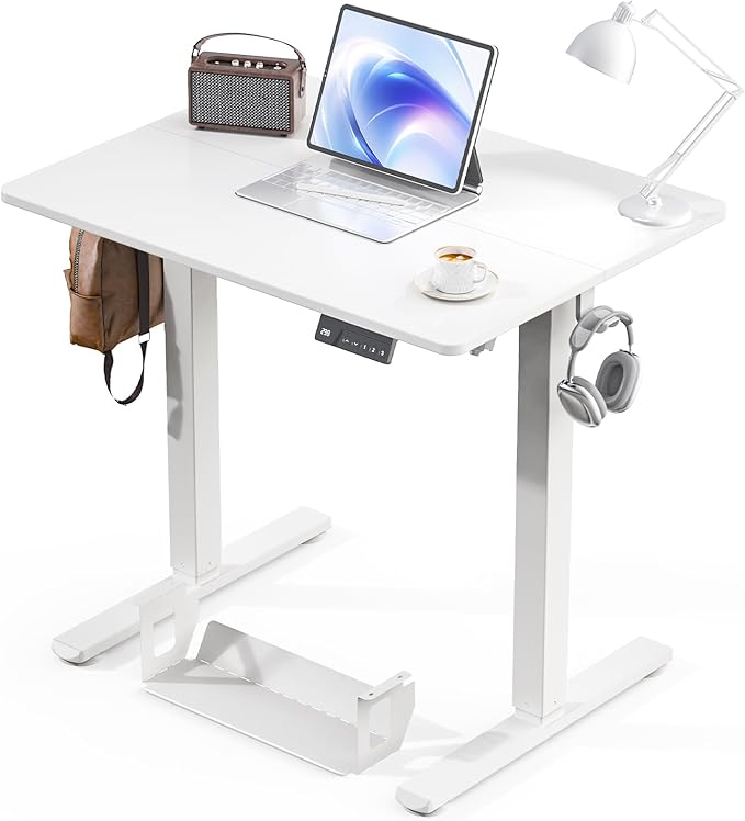 Kingant Standing Desk Height Adjustable Small Electric Stand Up Desks [32 x 24 Inch] - Ergonomic Sit Stand Desk Rising Desks for Home Office Computer Desk Stand Desk Workstation with Cable Management
