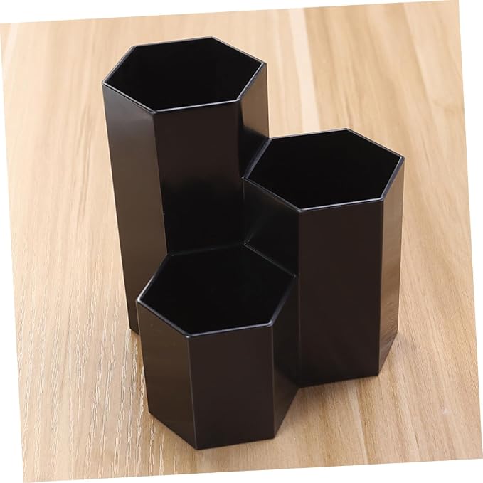 Desk Organizer Pencil Holder, Black Hexagon Pencil Holder Multifunctional Pen Holder Makeup Holder Organizer for Home Office School Classroom, 1 Pack