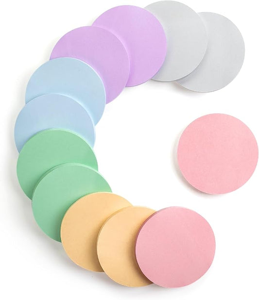 Mr. Pen- Round Sticky Notes, 12 Pads, 720 Sheets, Morandi Color, 2.8" x 2.8" Colorful Sticky Notes Bulk, Stocky Notes for Bible Journaling