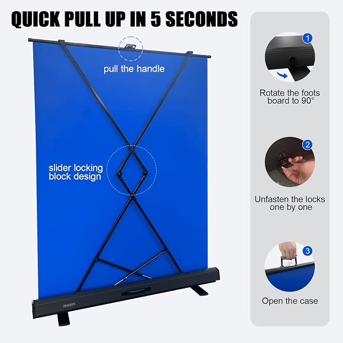LIHONG 59.8 x 78.7in Blue Screen Collapsible Chroma Key Backdrop,Portable Retractable Photo Background with Stand for Video, Live Game,Streaming,Wrinkle Resistant Fabric,Pull-up&Down Style