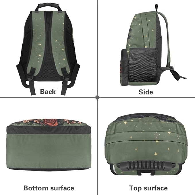 Black Dragon Backpack Set - Elementary School Backpacks for Boys Girls with Lunch Box - 17 Inch Book Lover Bookbag for Kids Ages 6-10 Back to School