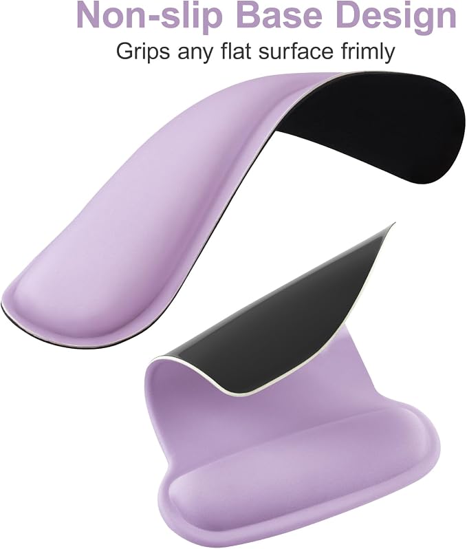 MOSISO Wrist Rest Support for Mouse Pad & Keyboard Set, Ergonomic Mousepad Non-Slip Base Home/Office Pain Relief & Easy Typing Cushion with Neoprene Cloth & Raised Memory Foam, Dusty Lilac