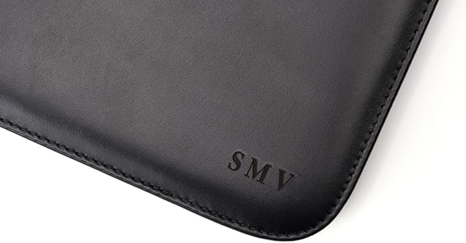 Personalized Maruse Leather Portfolio Padfolio - Executive Folio for Men and Women with Zipper, Folio Document Organizer, Laptop Sleeve, iPad Case and Folder - Made in Italy, Monogram Black