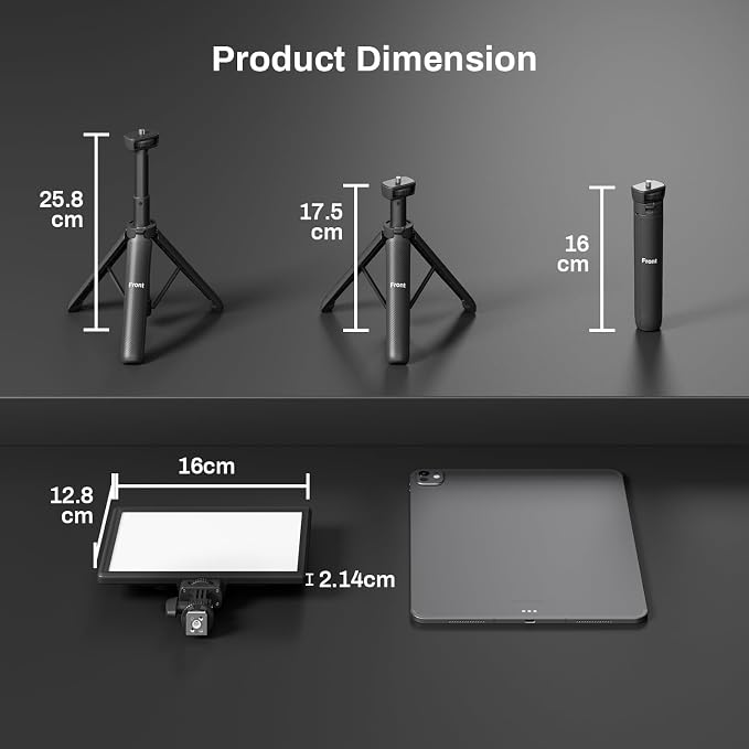 RALENO 9" LED Video Light Panel, 2500K-6500K Camera Light for Video Conference Recording with 4000mAh Battery Type-C USB Ports, CRI>95 Photo Lights for Outdoor Photography Live Streaming Zoom Call
