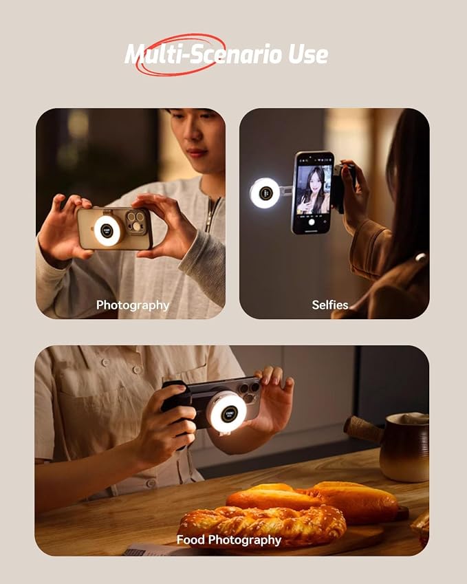 Magnetic Portable Selfie Light for iPhone - Phone Ring Light Rechargeable for Camera Picture Make up Photos Video Conferences LED Selfie Ring Fill Light TikTok/Zoom Calls/Video Conference