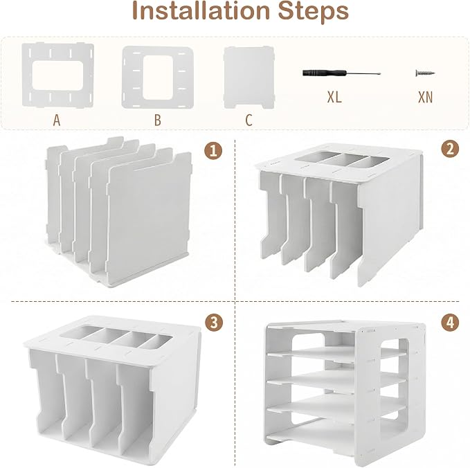 Desk Organizer, 5-Tier File Organizer for Desk, Letter Tray Paper, Desktop Document Sorter for Letter, File Folder Holder with Pen Holder for Office, Home or School- White MLT001W5