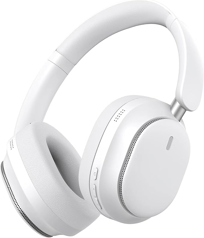 Hybrid Active Noise Cancelling Headphones, Over Ear Bluetooth 6.0 Wireless Headphones, 50H Playtime, Deep Bass, HiFi Stereo Sound（White）