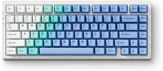MCHOSE G75 PRO 75% Wireless Mechanical Keyboard, TKL Keyboards Tri-Mode BT5.0/2.4GHz/USB-C, Hot Swap Custom Creamy Keyboards Linear Switch, Double Shot PBT Keycaps RGB LED Backlit, White&Blue